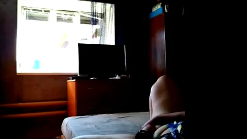 Milf fucks herself for window cleaner