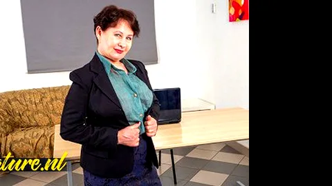 Naughty Granny Nata Is Wearing a Butt Plug At The Office
