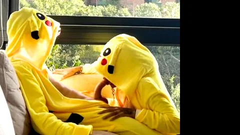 pikachu pokemon cosplay with handjob and blowjob by amateur big...