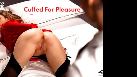 Stunning girl is handcuffed for kinky lesbian strapon fucking
