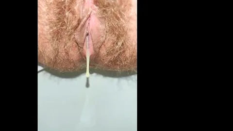 Super Hairy Pussy Dripping Creampie and Pissing Close Up 💦 Female...